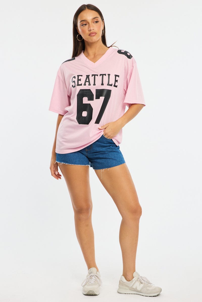 Pink Sport Tee Short Sleeve for Ally Fashion