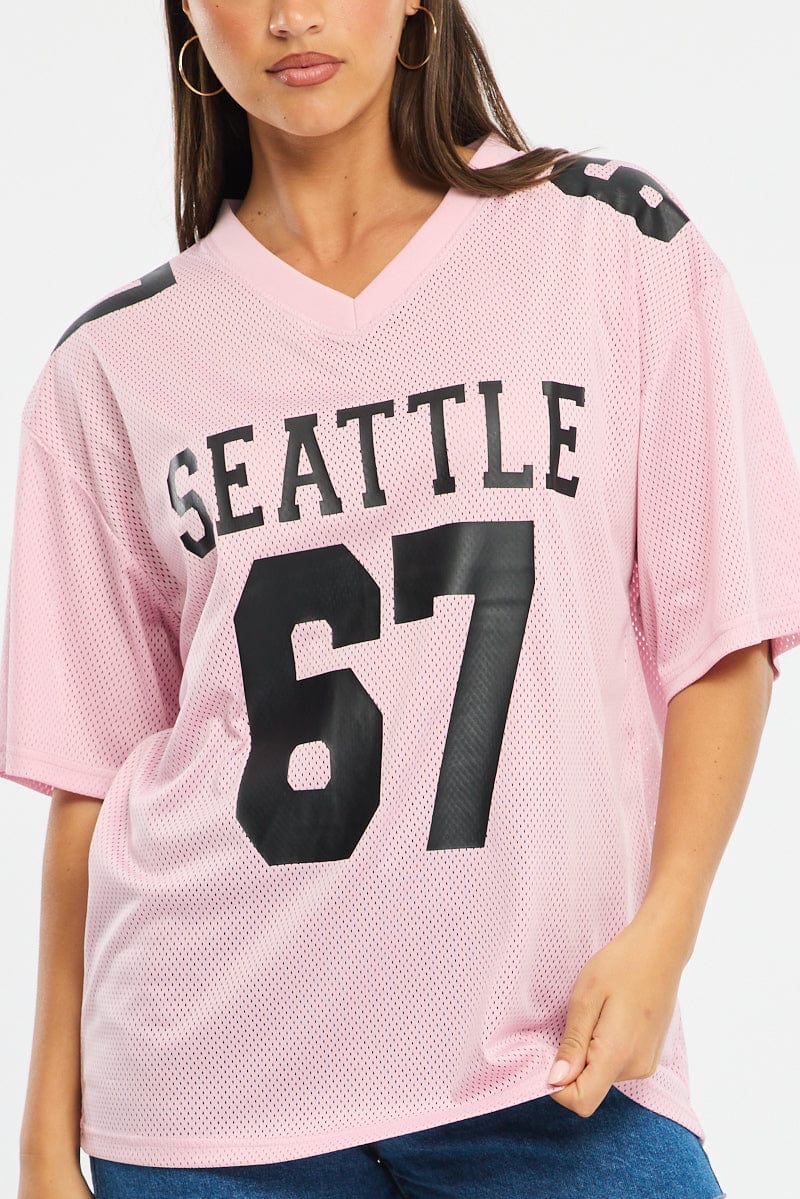 Pink Sport Tee Short Sleeve for Ally Fashion