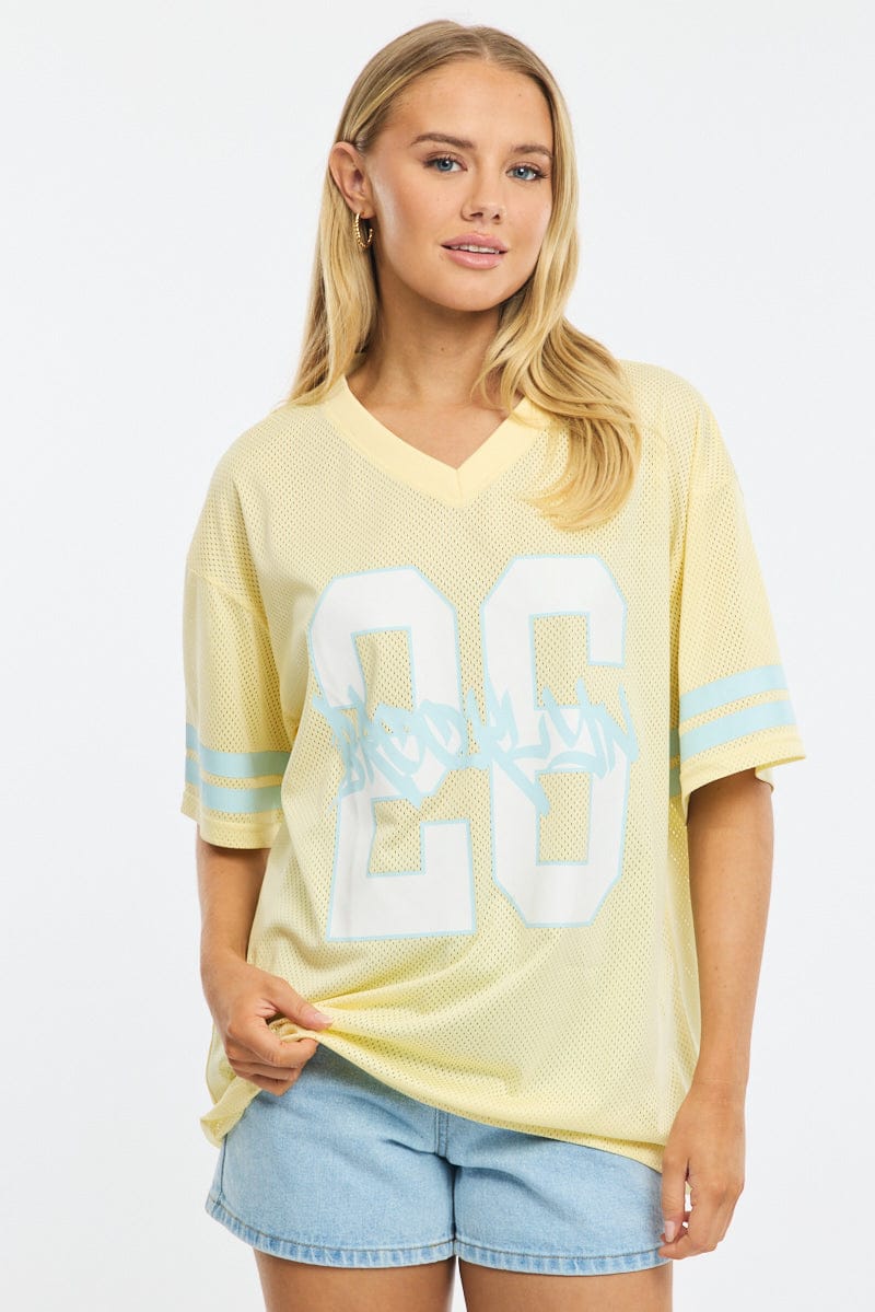 Yellow Sport Tee Short Sleeve for Ally Fashion