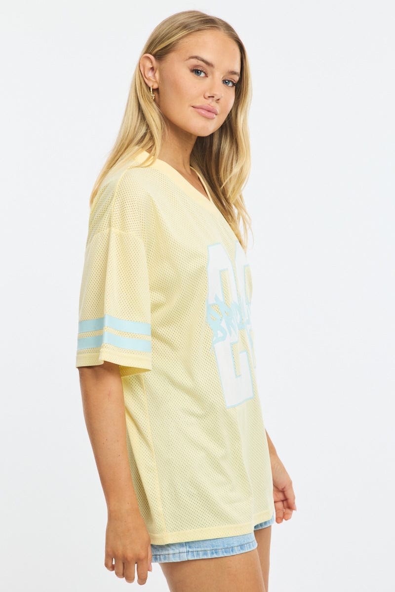 Yellow Sport Tee Short Sleeve for Ally Fashion