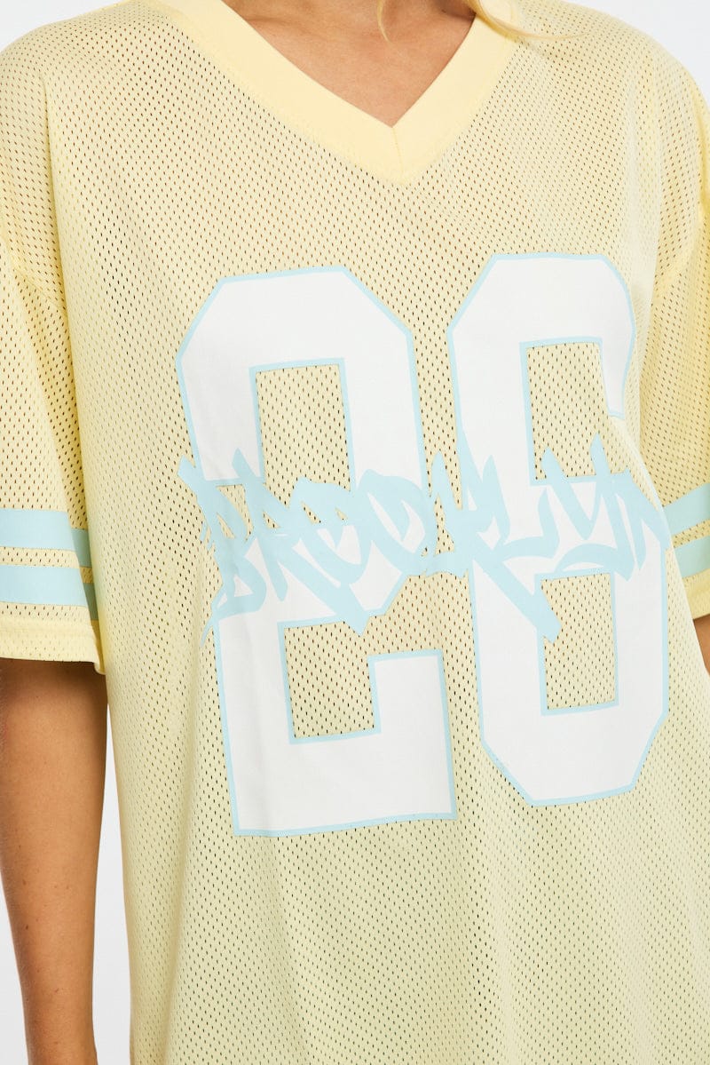Yellow Sport Tee Short Sleeve for Ally Fashion