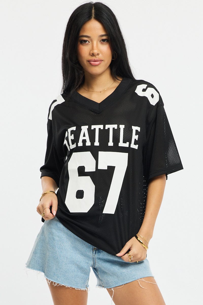 Black Sport Tee Short Sleeve for Ally Fashion