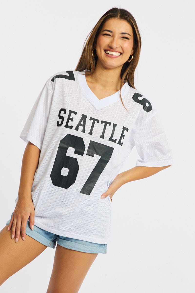 White Sport Tee Short Sleeve for Ally Fashion