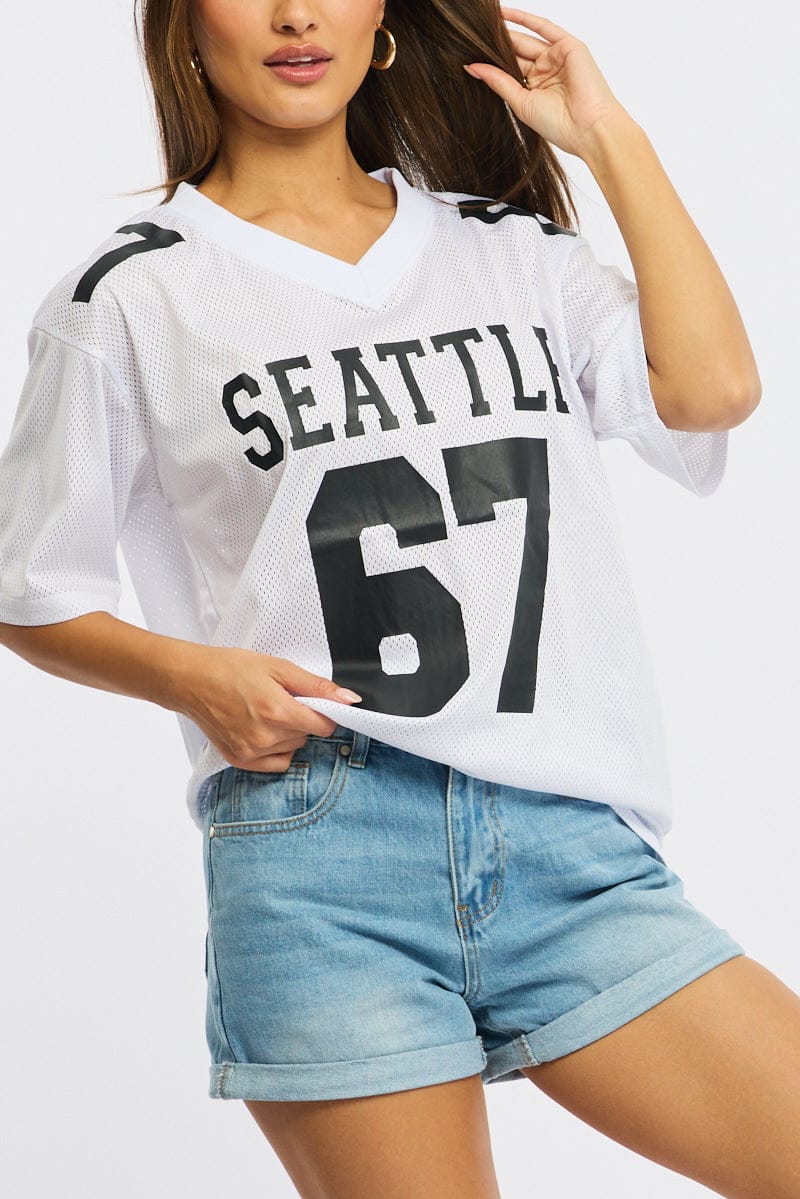 White Sport Tee Short Sleeve for Ally Fashion
