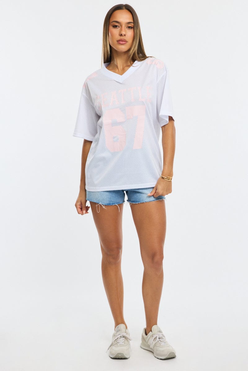 White Sport Tee Short Sleeve for Ally Fashion
