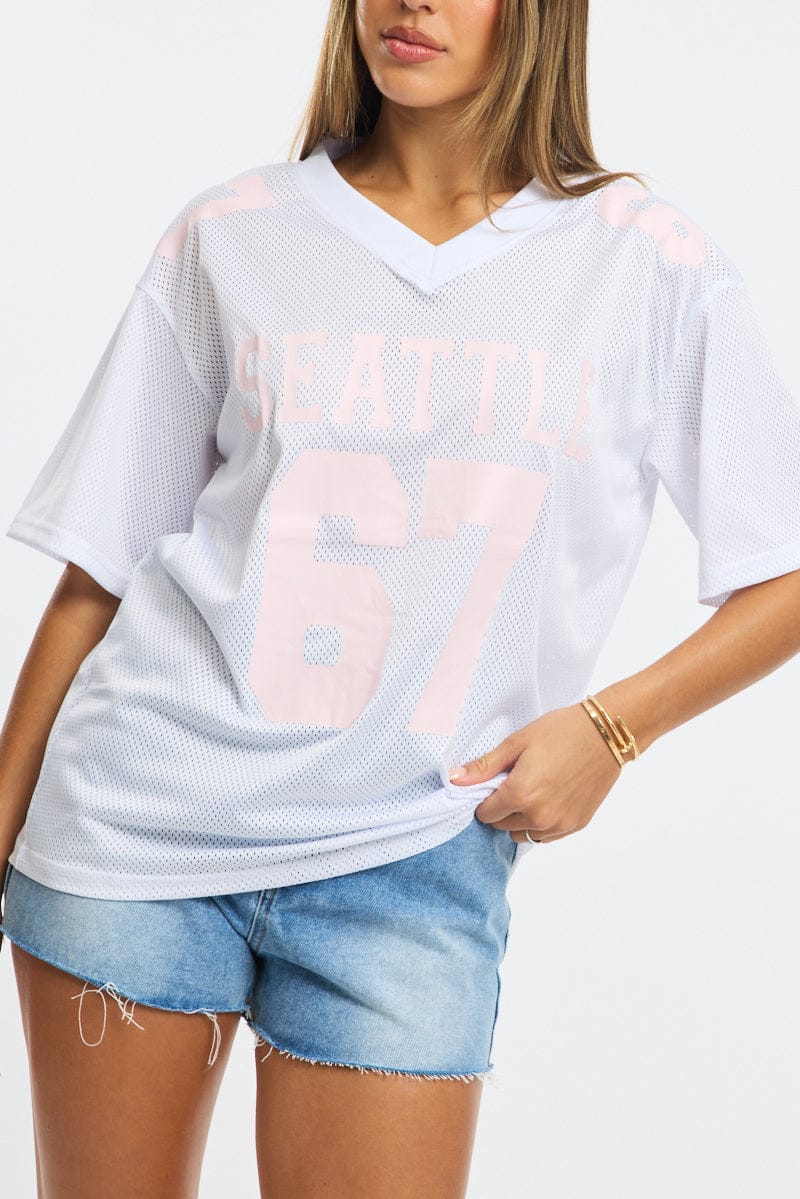 White Sport Tee Short Sleeve for Ally Fashion