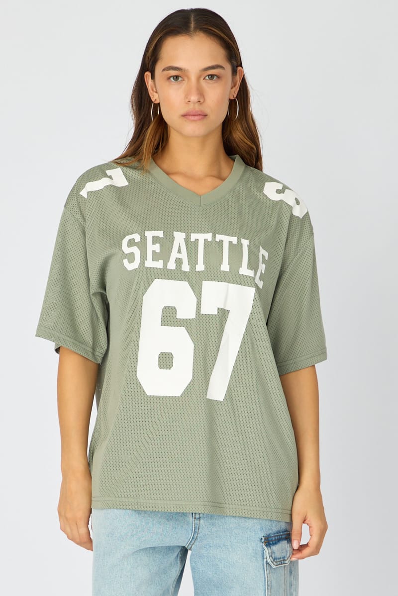 Green Short Sleeve Sports Tee for Ally Fashion