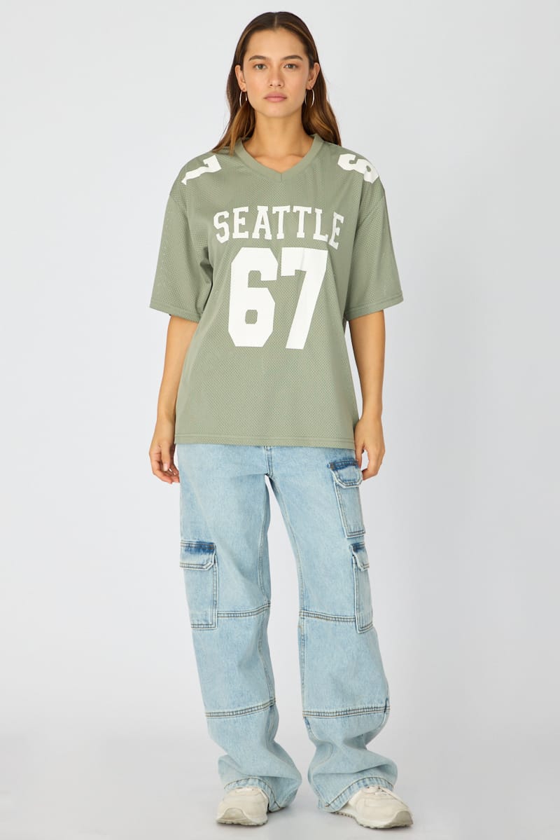 Green Short Sleeve Sports Tee for Ally Fashion