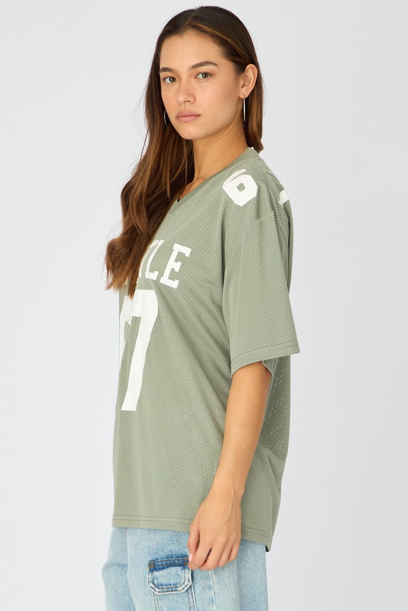 Green Short Sleeve Sports Tee for Ally Fashion