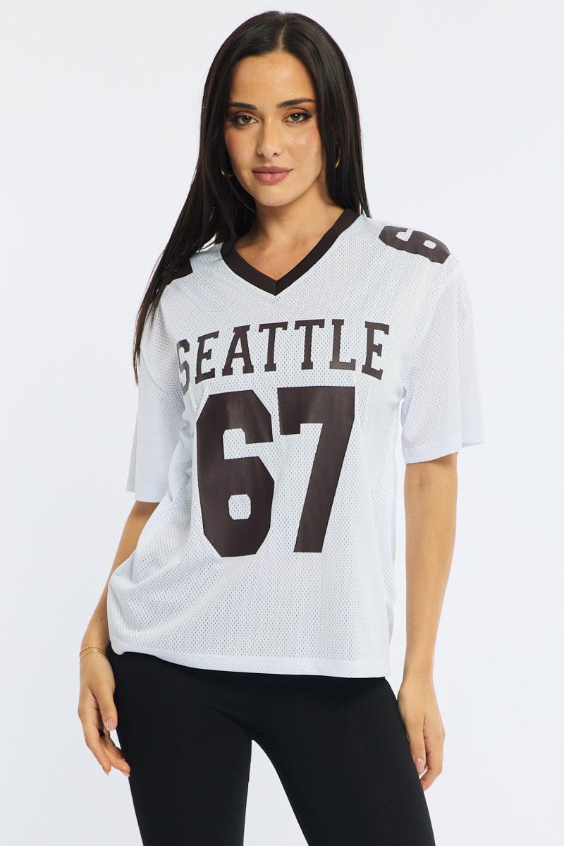 White Sport Tee Short Sleeve for Ally Fashion
