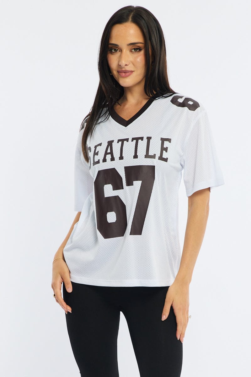 White Sport Tee Short Sleeve for Ally Fashion