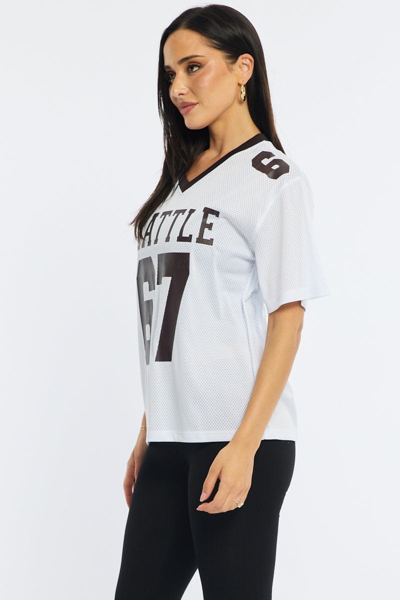 White Sport Tee Short Sleeve for Ally Fashion