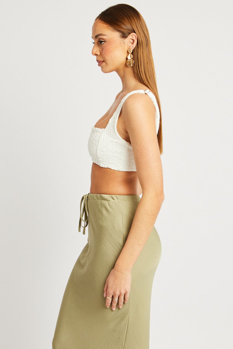 White Crop Top Textured for Ally Fashion