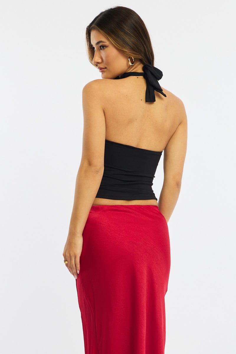 Black Halter Neck Top Supersoft for Ally Fashion