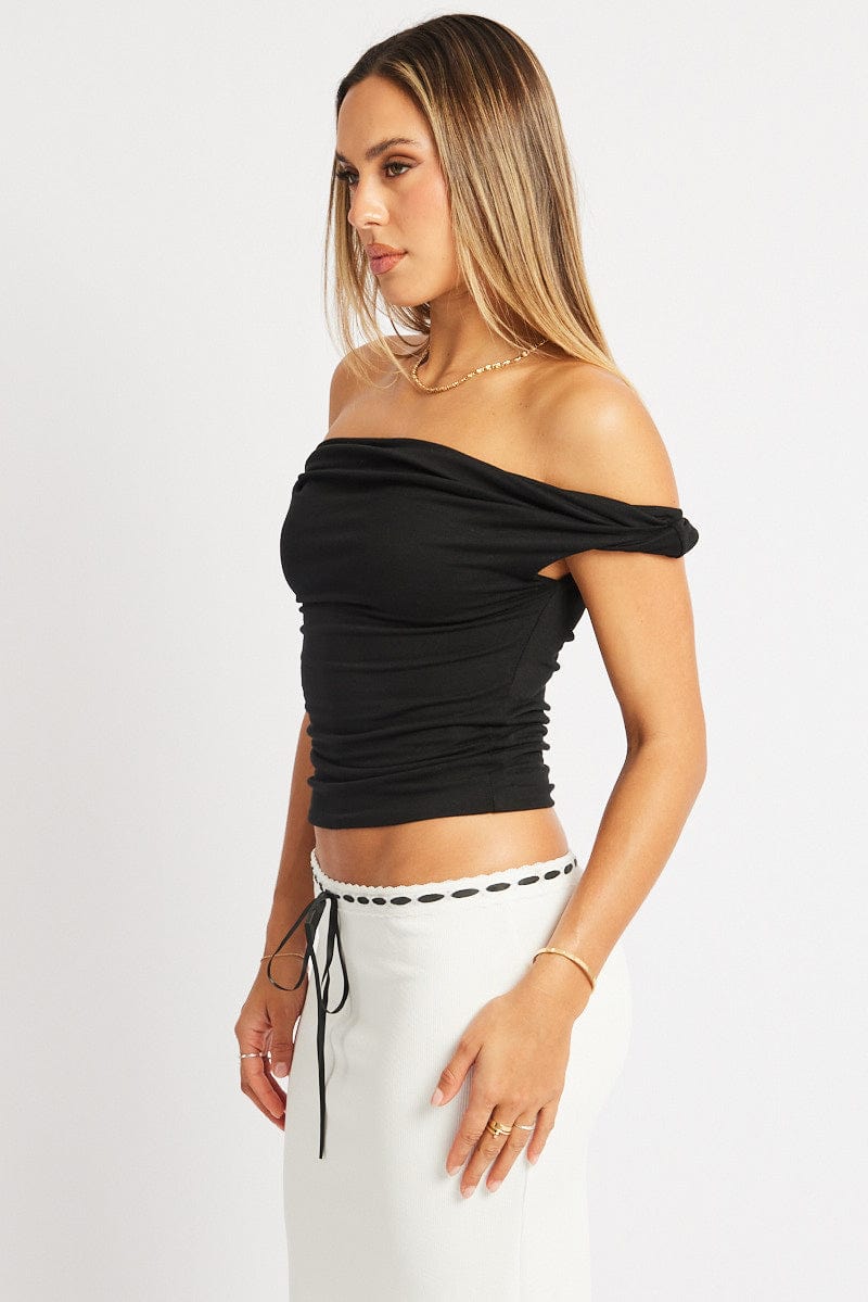 Black Twist Top Off Shoulder for Ally Fashion