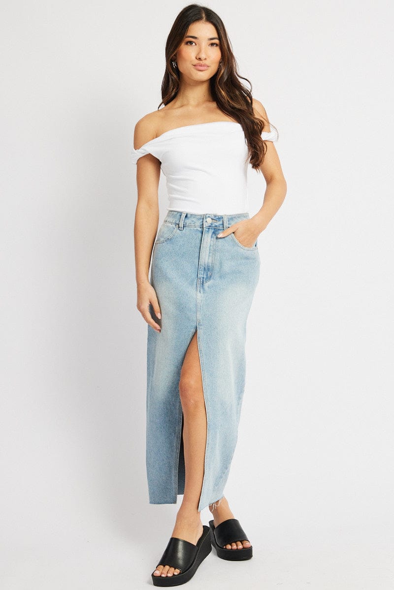 White Twist Top Off Shoulder for Ally Fashion