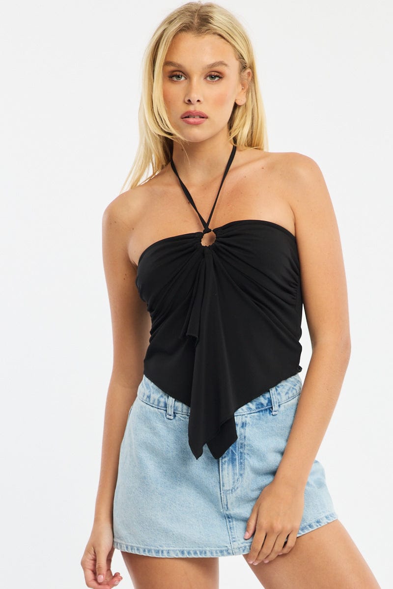 Black Halter Top Sleeveless for Ally Fashion