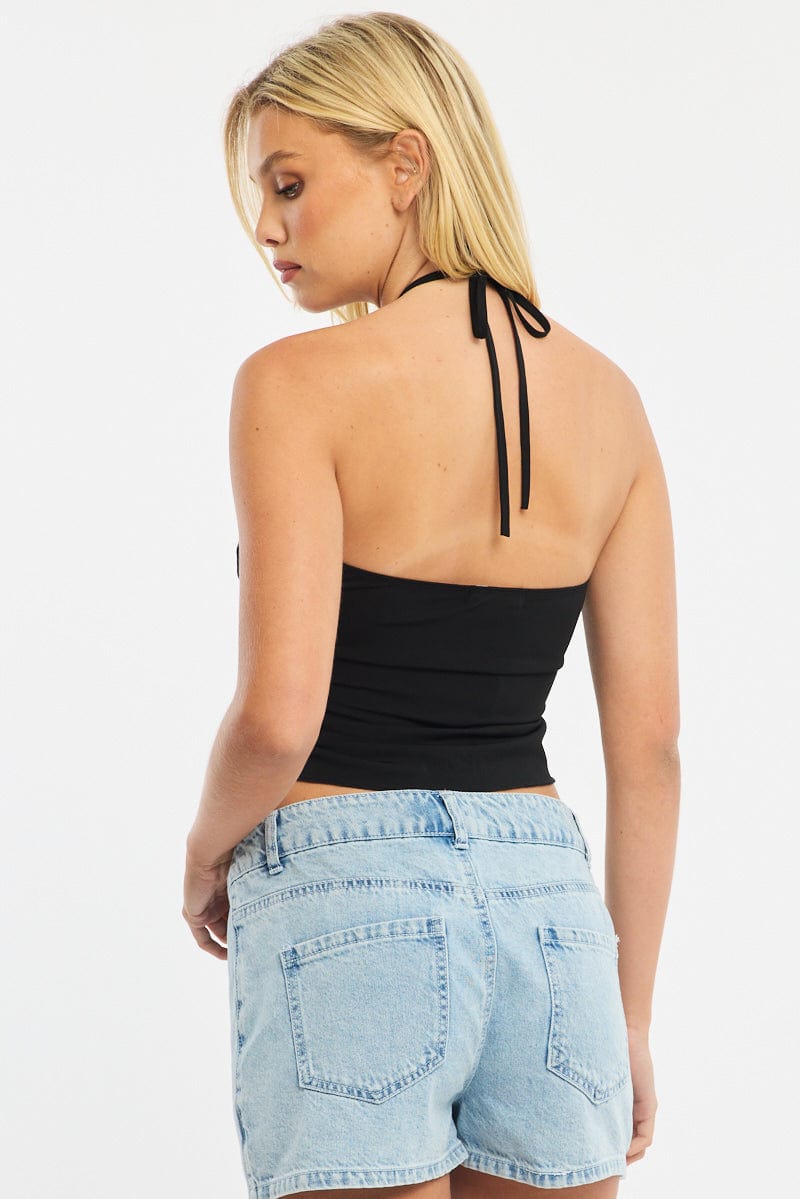 Black Halter Top Sleeveless for Ally Fashion