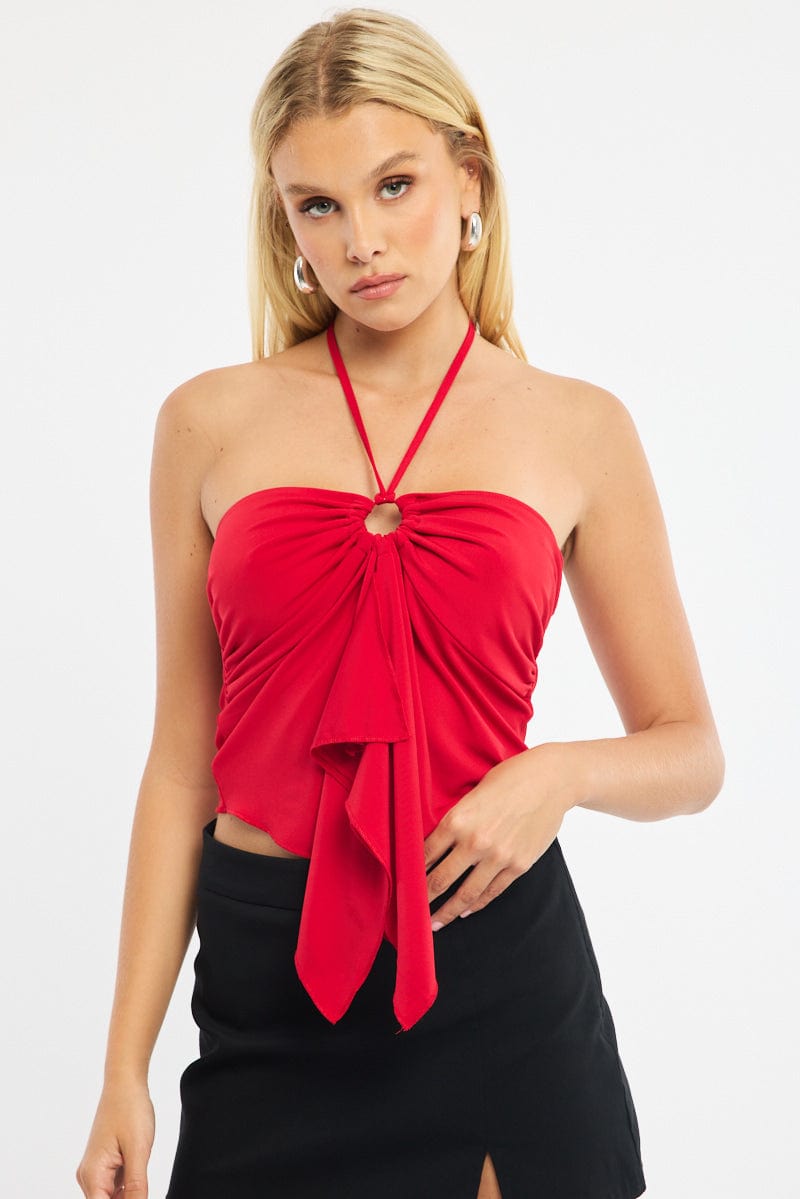 Red Halter Top Sleeveless for Ally Fashion