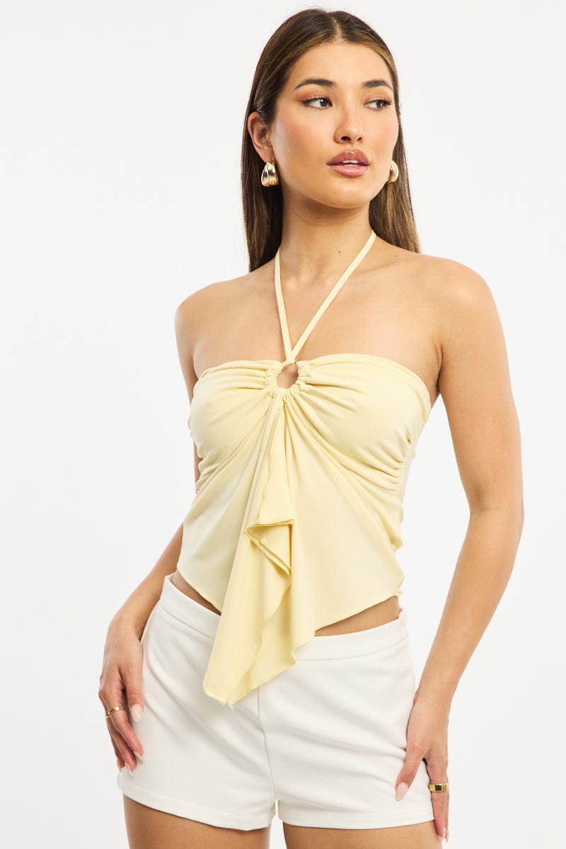Yellow Halter Top Sleeveless for Ally Fashion