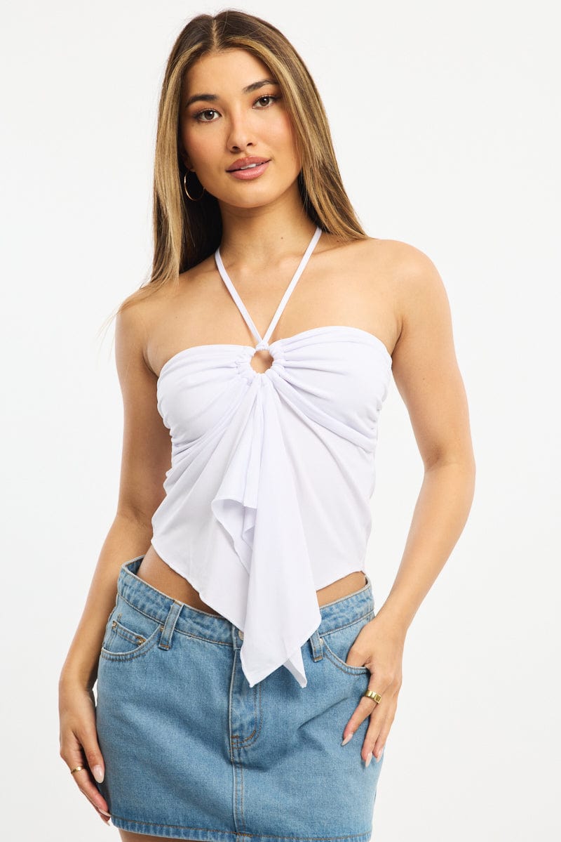 White Halter Top Sleeveless for Ally Fashion