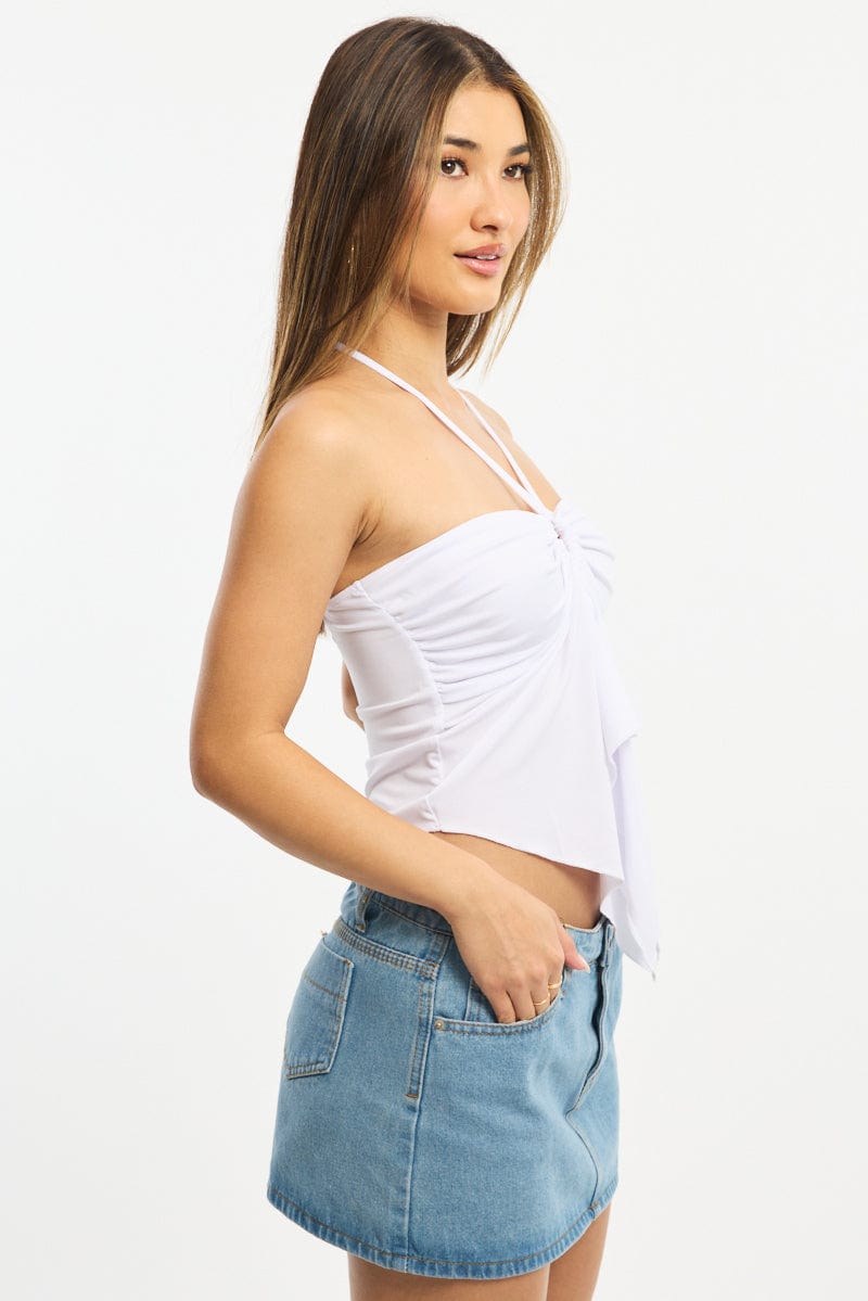 White Halter Top Sleeveless for Ally Fashion