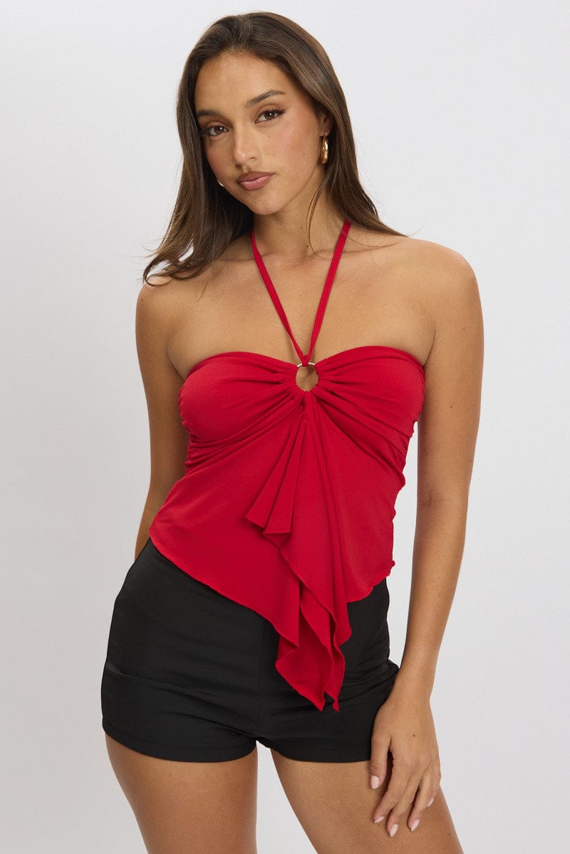 Red Halter Top Sleeveless for Ally Fashion