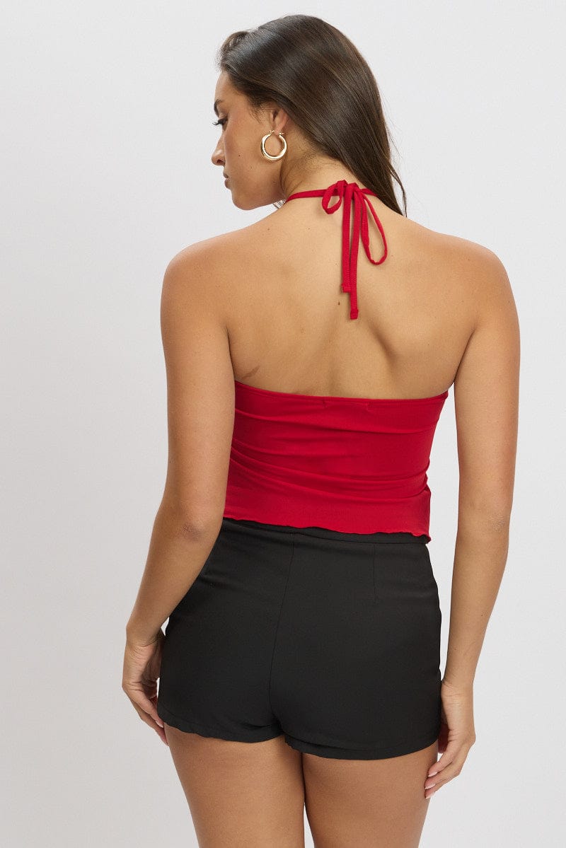 Red Halter Top Sleeveless for Ally Fashion