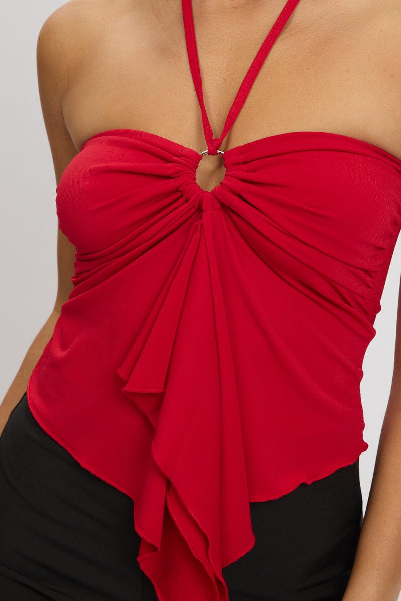 Red Halter Top Sleeveless for Ally Fashion