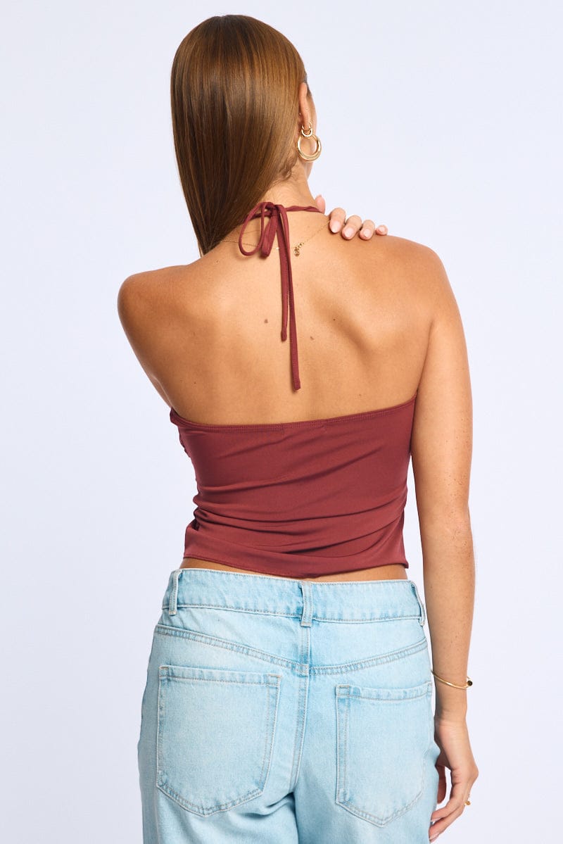 Red Halter Top Sleeveless for Ally Fashion