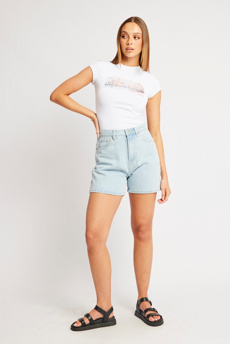 White Graphic Tee Short Sleeve for Ally Fashion