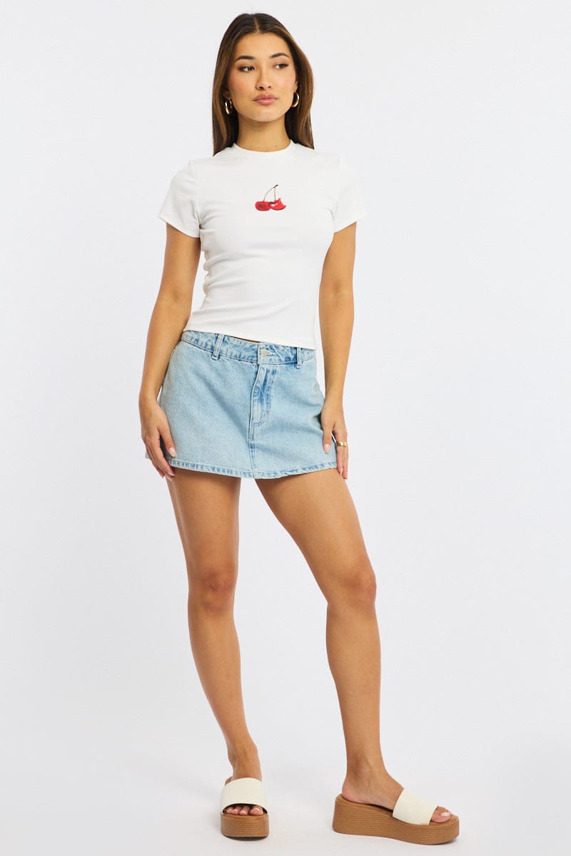 White Graphic Tee Short Sleeve for Ally Fashion
