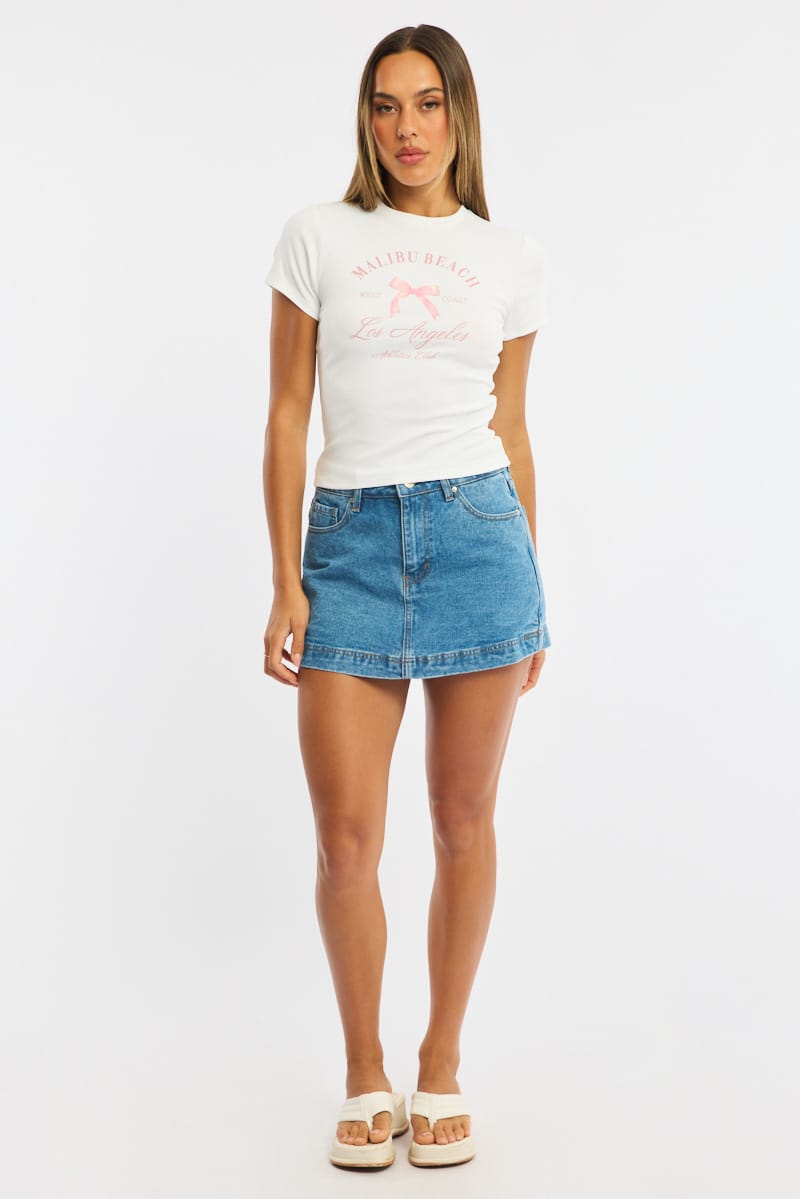 White Graphic Tee Short Sleeve for Ally Fashion