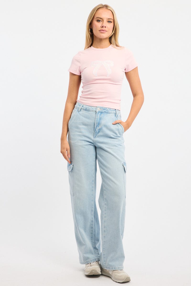 Pink Graphic Tee Short Sleeve for Ally Fashion