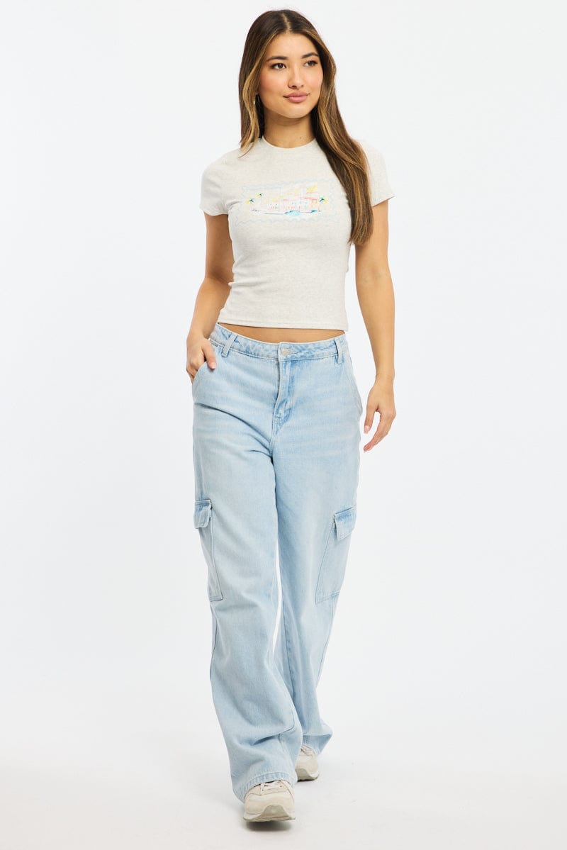 Grey Graphic Tee Short Sleeve for Ally Fashion