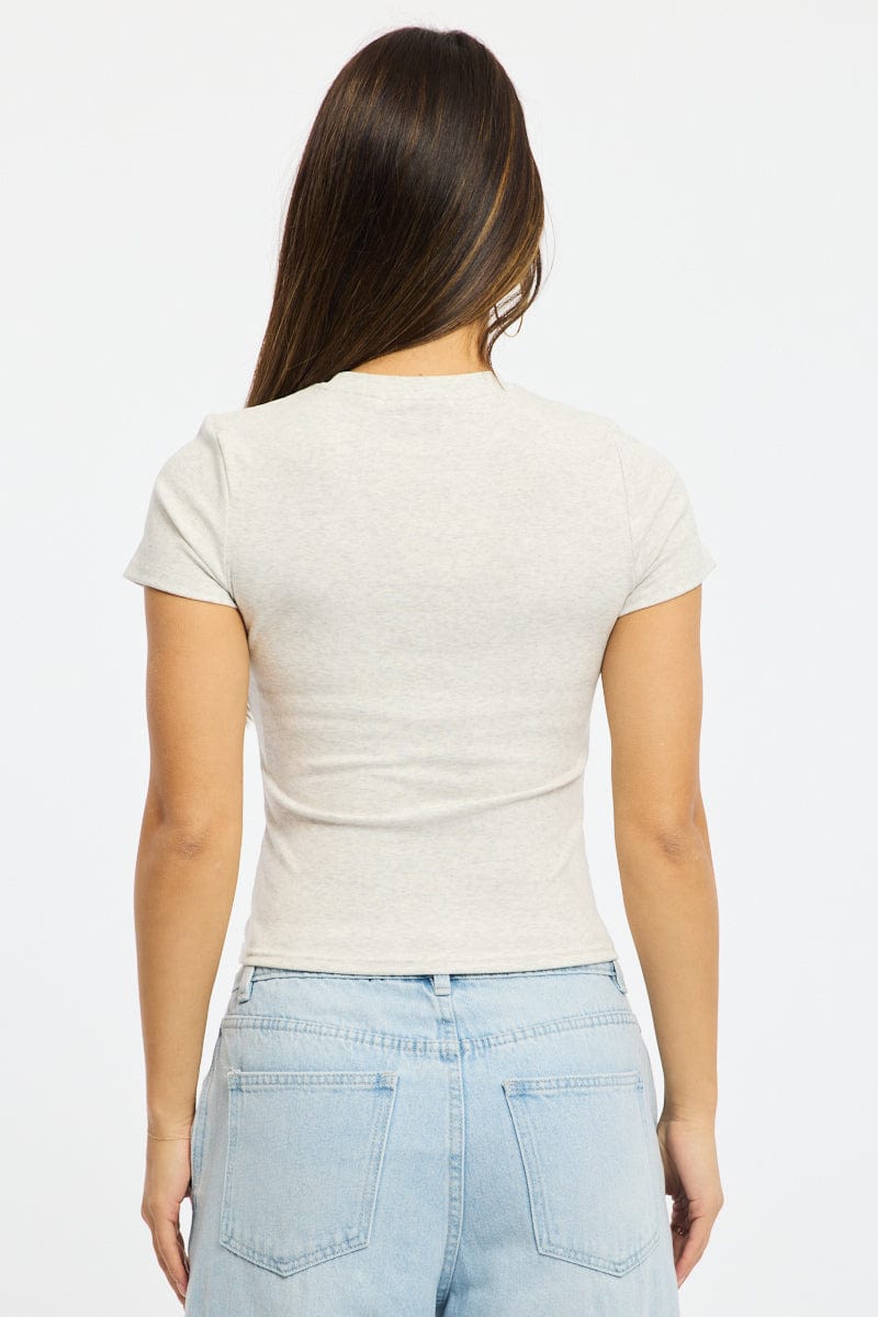 Grey Graphic Tee Short Sleeve for Ally Fashion