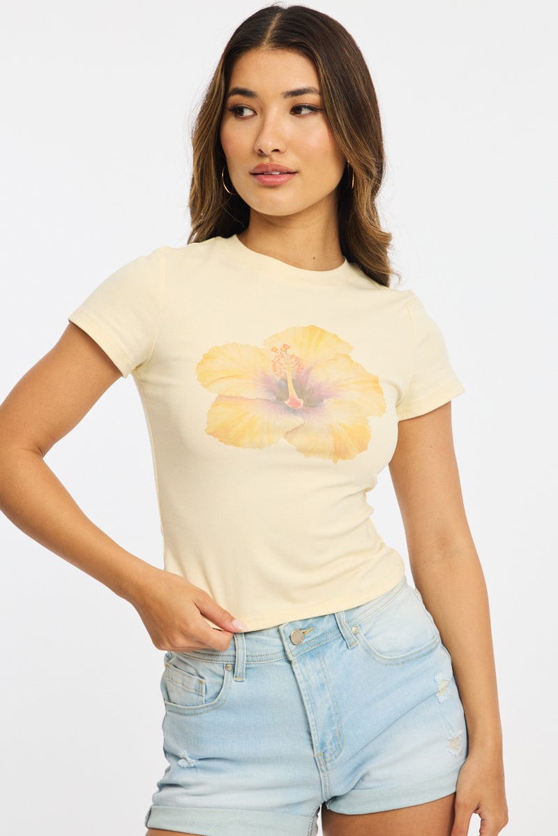 White Graphic Tee Short Sleeve for Ally Fashion