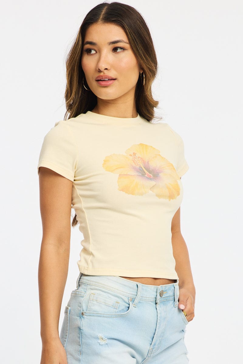 White Graphic Tee Short Sleeve for Ally Fashion