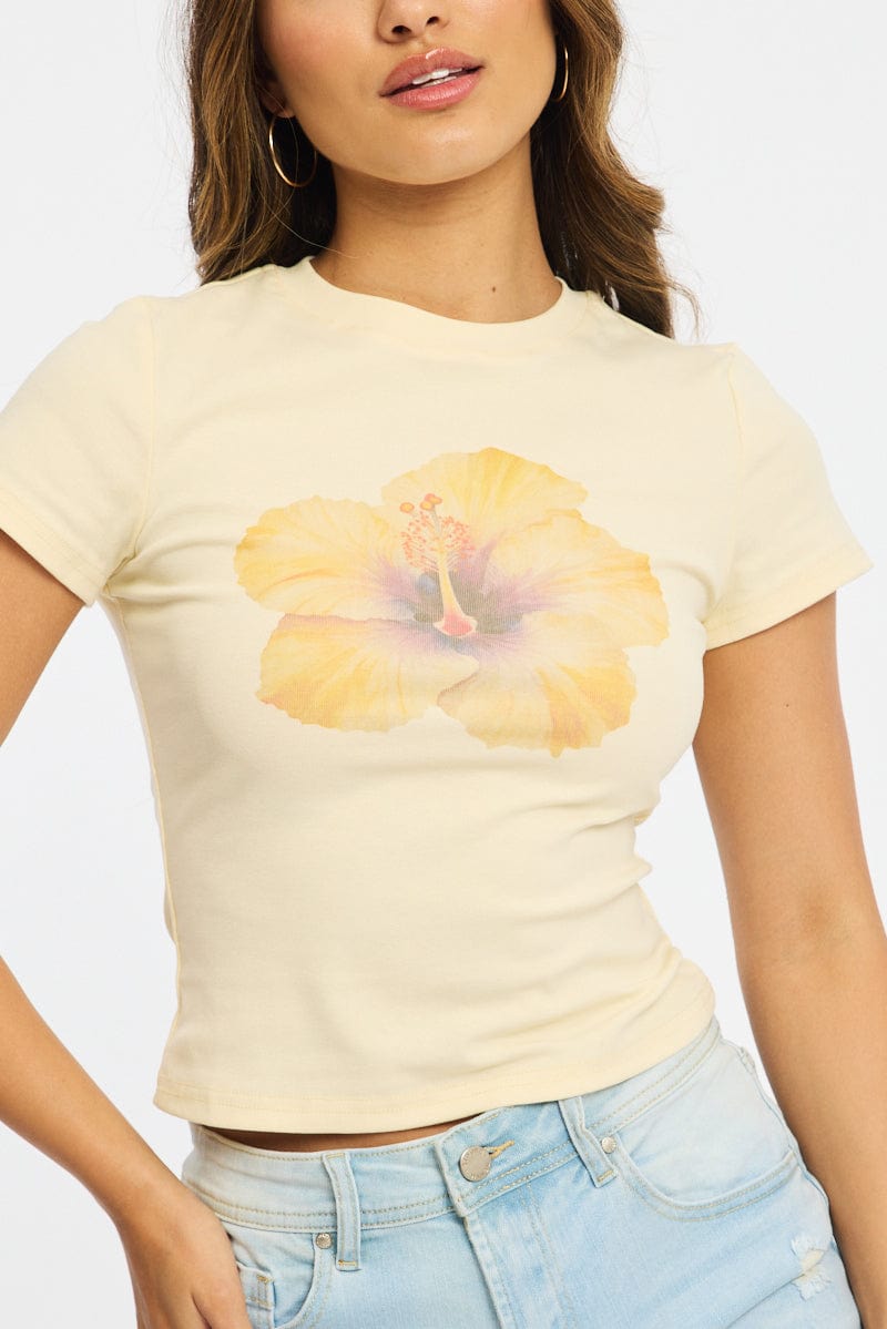 White Graphic Tee Short Sleeve for Ally Fashion