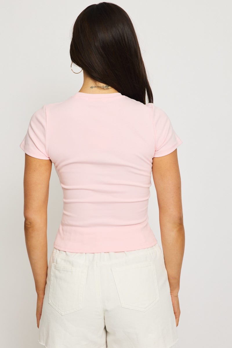 Pink Graphic Tee Short Sleeve for Ally Fashion