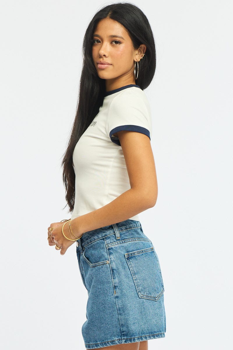 White Graphic Tee Short Sleeve for Ally Fashion