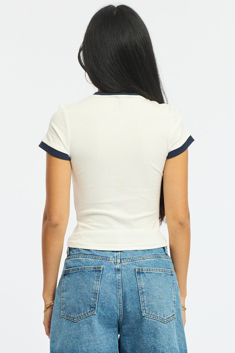 White Graphic Tee Short Sleeve for Ally Fashion