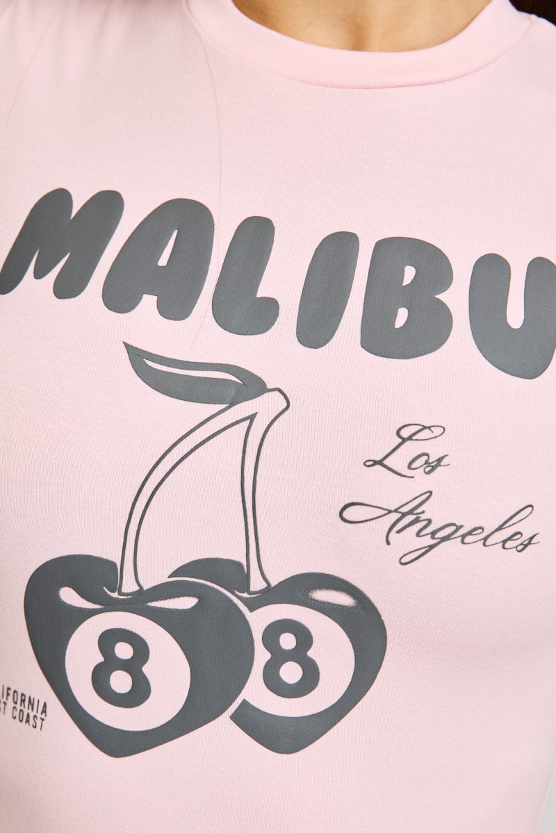 Pink Graphic Tee Short Sleeve for Ally Fashion