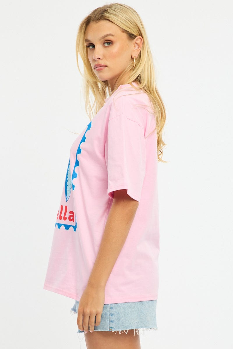 Pink Graphic Tee Short Sleeve for Ally Fashion