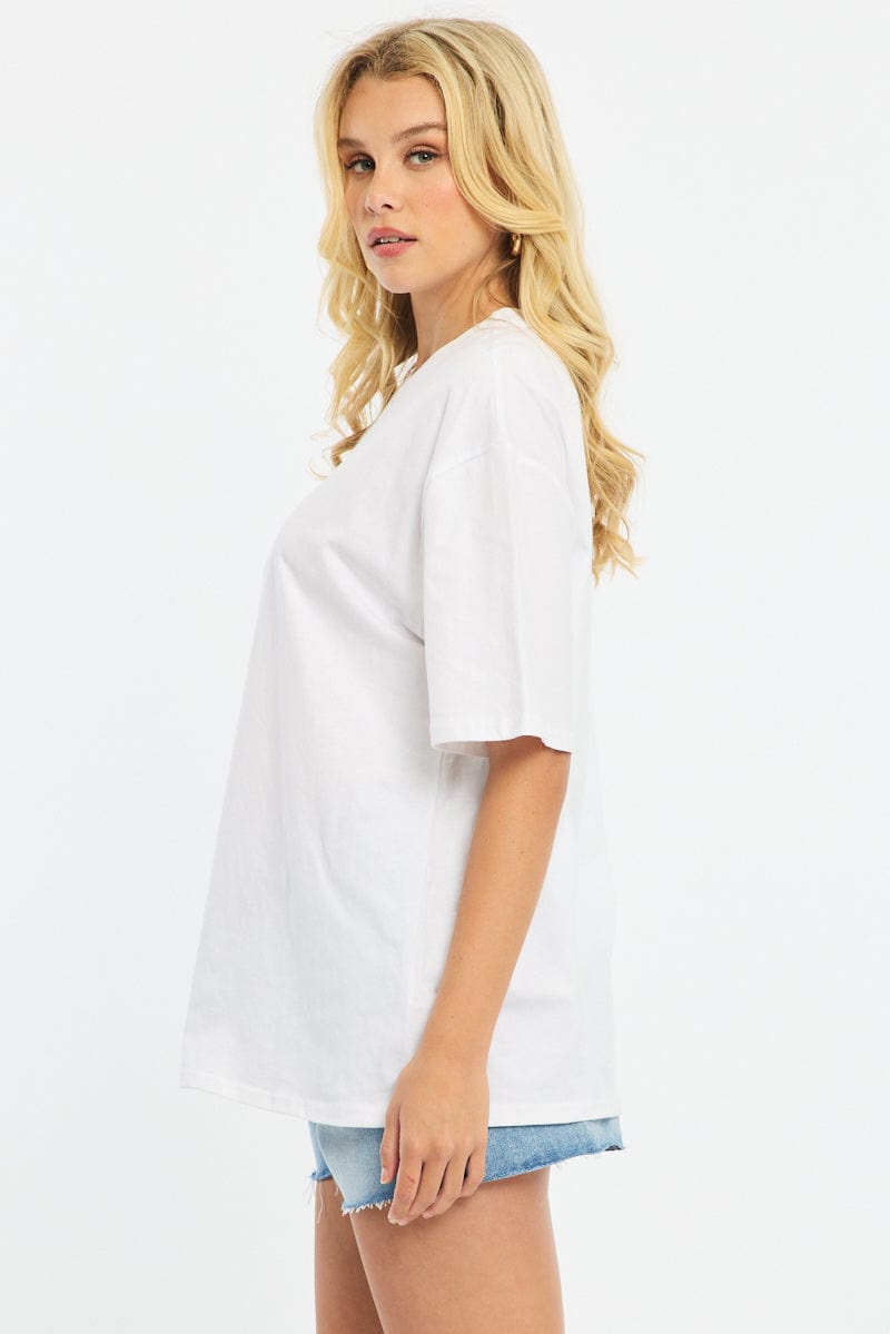 White Graphic Tee Short Sleeve for Ally Fashion