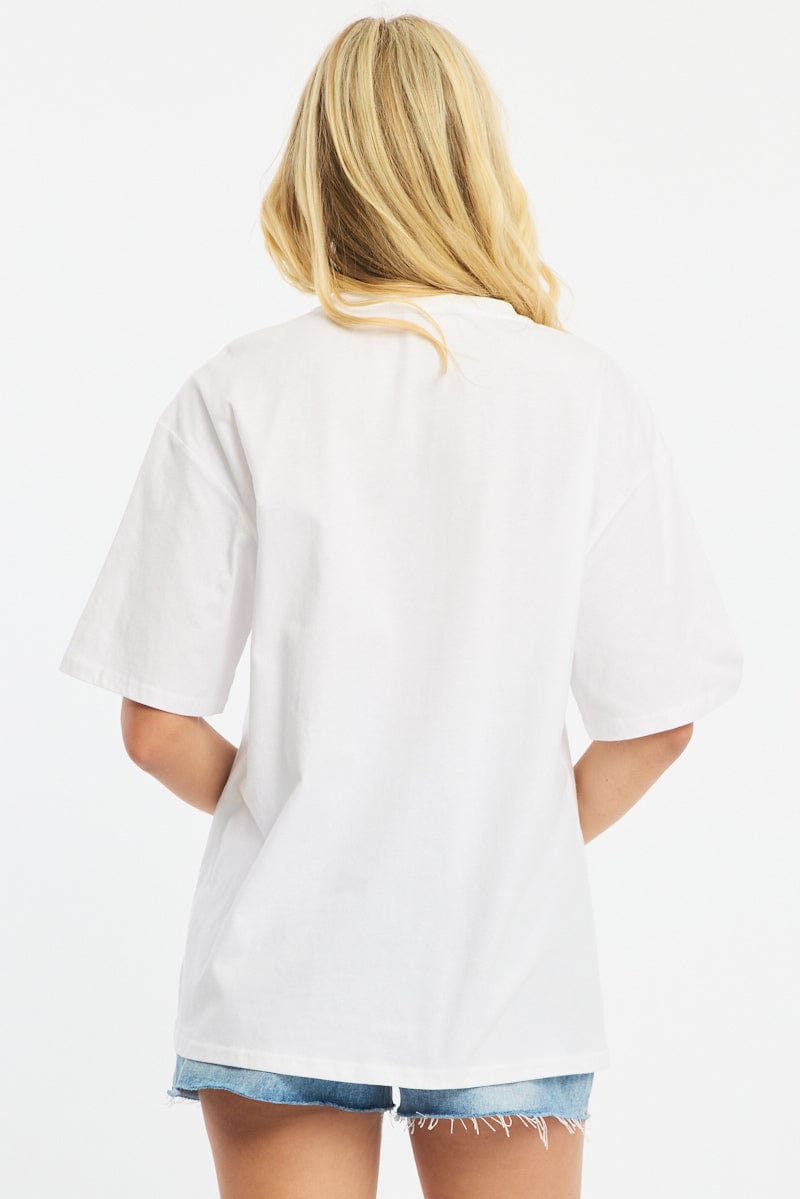White Graphic Tee Short Sleeve for Ally Fashion