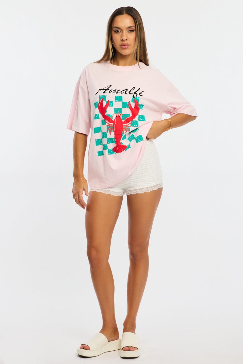 Pink Graphic Tee Short Sleeve for Ally Fashion