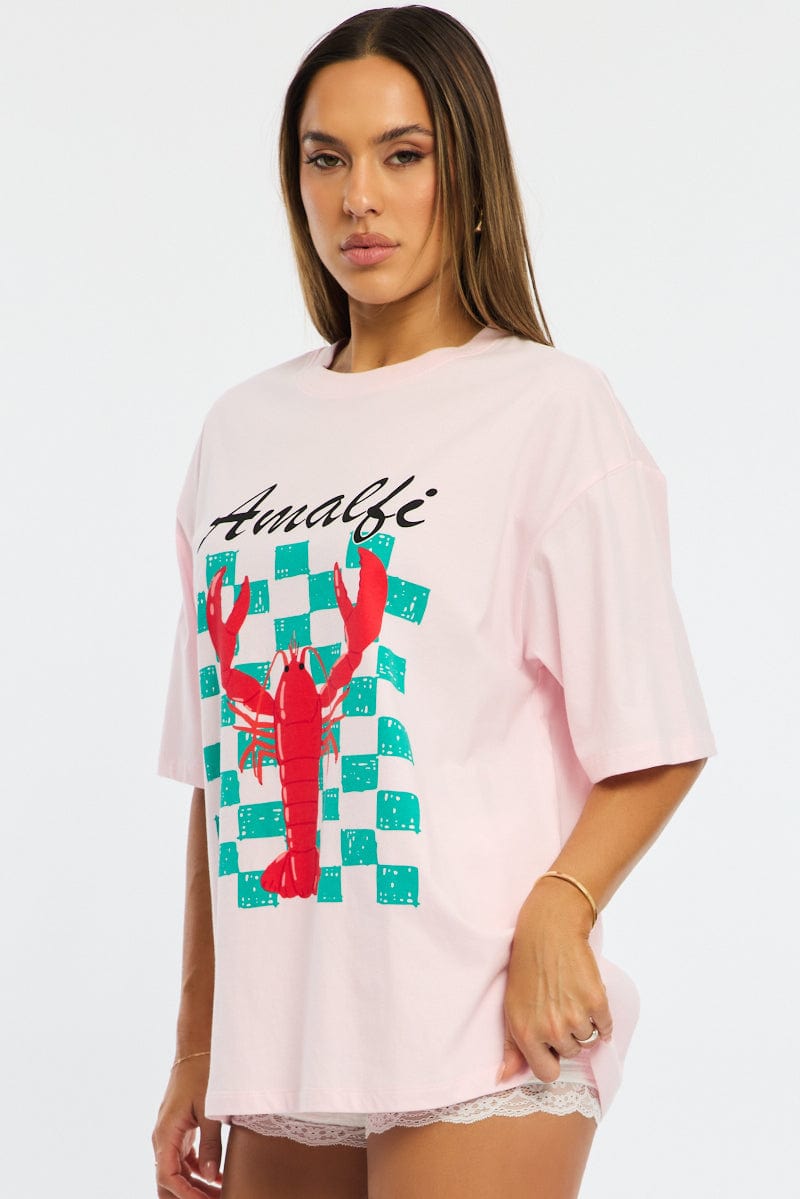 Pink Graphic Tee Short Sleeve for Ally Fashion