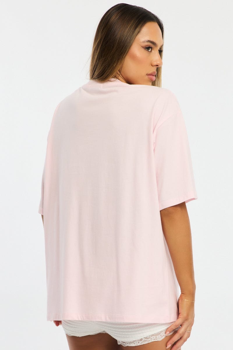 Pink Graphic Tee Short Sleeve for Ally Fashion