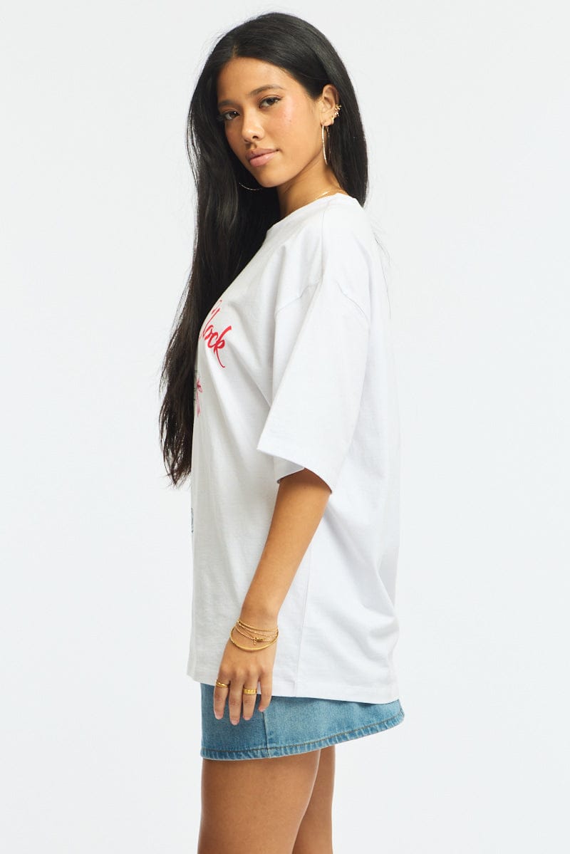 White Graphic Tee Short Sleeve for Ally Fashion